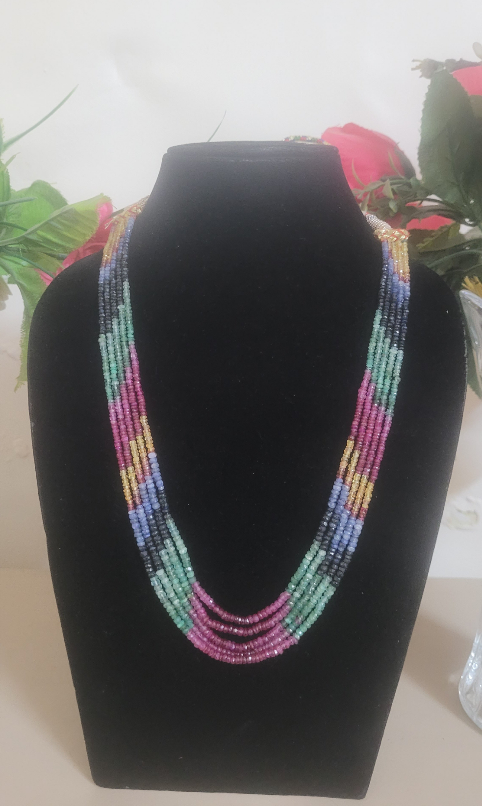 Precious Multi gemstones Ruby Emerald Sapphire Necklace Gemzlane