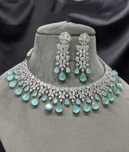 Load image into Gallery viewer, Priyanka silver plated cz diamond Necklace set
