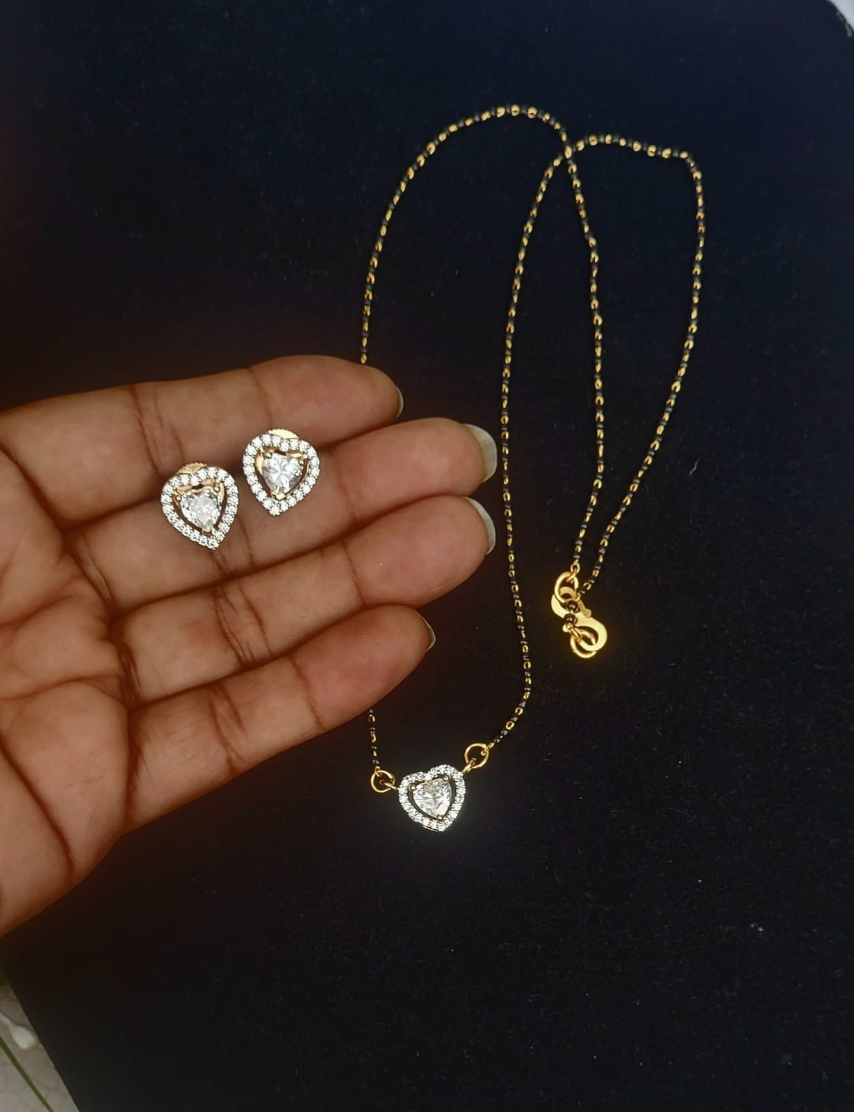 Heart Mangalsutra Pendant necklace set