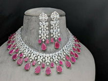 Load image into Gallery viewer, Priyanka silver plated cz diamond Necklace set