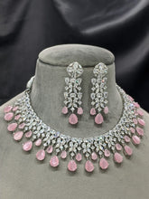Load image into Gallery viewer, Priyanka silver plated cz diamond Necklace set