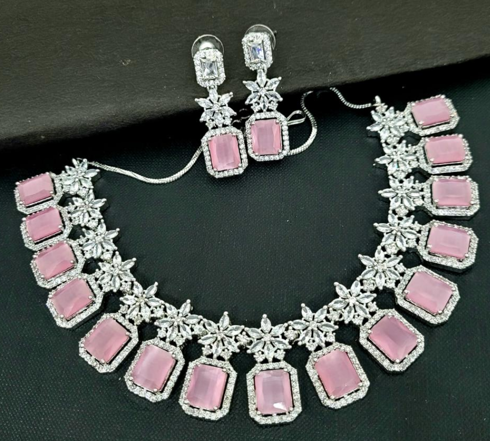 Pink colour stone jewellery clearance