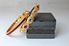 Load image into Gallery viewer, Gemzlane gold plated ruby CZ bangles