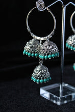 Load image into Gallery viewer, Gemzlane oxidised triple jhumki fashion earrings for women and girls - Earrings