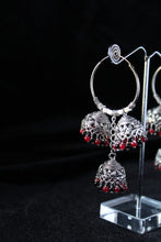 Load image into Gallery viewer, Gemzlane oxidised triple jhumki fashion earrings for women and girls - Earrings