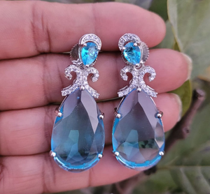 Blue Stone diamond Danglers Earrings