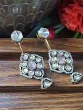 Load image into Gallery viewer, Malaika Pink Polki Dangler Earrings