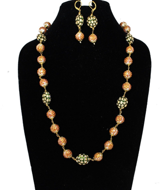 Handpainted Pearls Beaded Necklace Set