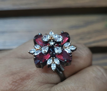 Load image into Gallery viewer, Victorian Red cz adjustable Ring