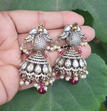 Load image into Gallery viewer, Red Polki Jhumka Earrings