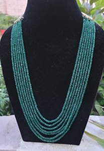 Natural Precious Green Emerald Layered Gemstone Necklace