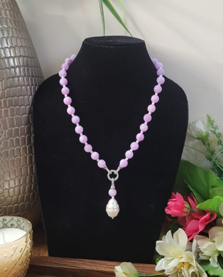 Lilac designer Gemstone Beaded Necklace