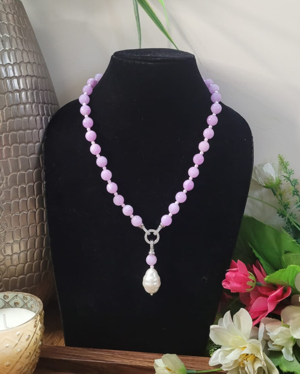 Lilac designer Gemstone Beaded Necklace