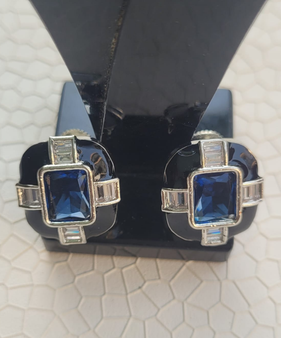 Blue Enamel Studs Earrings