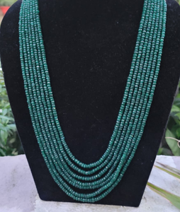 Natural Precious Green Emerald Layered Gemstone Necklace