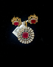 Load image into Gallery viewer, Ruby Diamond Pendant Necklace Set