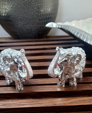 Load image into Gallery viewer, Elephant Pair Trunk Up Antique Finish/999 Silver Foiled