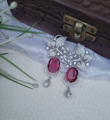 Red Zirconia Dangler Earrings