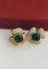 Load image into Gallery viewer, Triangular Green Zirconia Studs Earrings