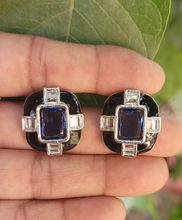 Load image into Gallery viewer, Blue Enamel Studs Earrings
