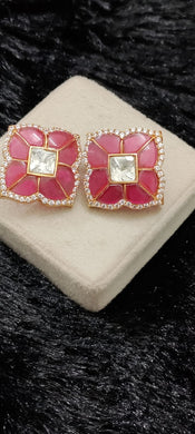 Ruby Polki diamond Studs Earrings