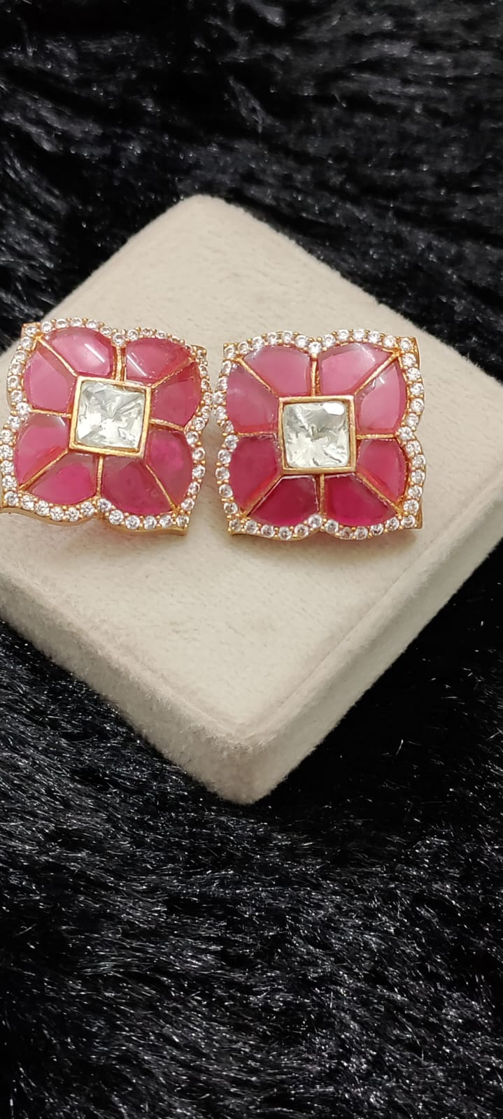 Ruby Polki diamond Studs Earrings