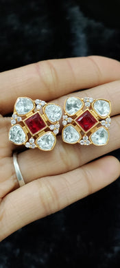 Anishaa Polki diamond Ruby Studs Earrings