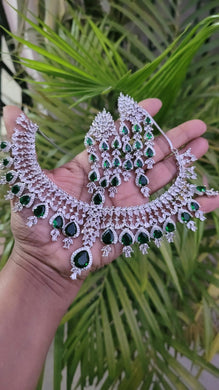 Kiara Silver plated Cubic zirconia diamond Necklace set