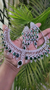 Kiara Emerald Green diamond Necklace set