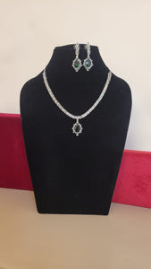 Deepika Green Diamond Necklace set