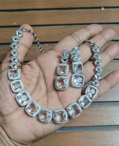 Shreya White American diamond Necklace set