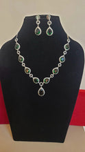 Load image into Gallery viewer, Jahnvi Green Silver Cubic zirconia diamond Necklace set