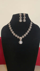 Malaika White Dualplated Cubic zirconia diamond Necklace set