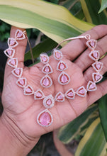 Load image into Gallery viewer, Malaika Pink Rosegold Cubic zirconia diamond Necklace set