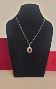 Neha Red Stone Diamond Pendant Necklace with chain