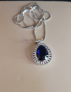Neha Blue Stone Diamond Pendant Necklace