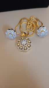 Rose Diamond Pendant Necklace Set with chain