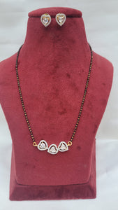 Triple heart Mangalsutra necklace set