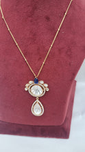 Load image into Gallery viewer, Blue Fusion Polki  Diamond Pendant Necklace Set