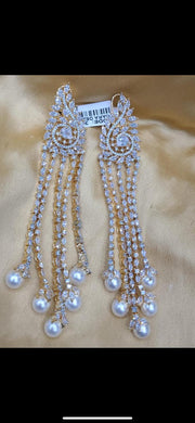Gemzlane long white Diamond danglers earrings