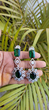 Load image into Gallery viewer, Gemzlane Emerald green danglers earrings
