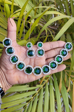 Green Cubic zirconia  Diamond Necklace set