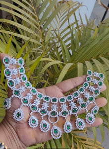 Green Cubic Zirconia Diamond Necklace set 