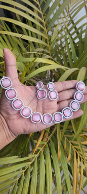 Pink Cubic zirconia Diamond Necklace set