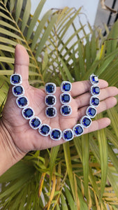 Luxe Blue Cubic zirconia Diamond Necklace set