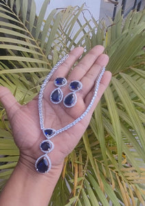 Khushi Blue Cubic zirconia Diamond Necklace set