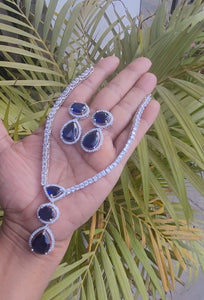 Khushi Blue Cubic zirconia Diamond Necklace set