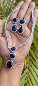 Khushi Blue Cubic zirconia Diamond Necklace set