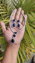 Load image into Gallery viewer, Khushi Black Cubic zirconia Diamond Necklace set