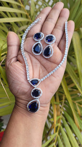 Khushi Blue Cubic zirconia Diamond Necklace set